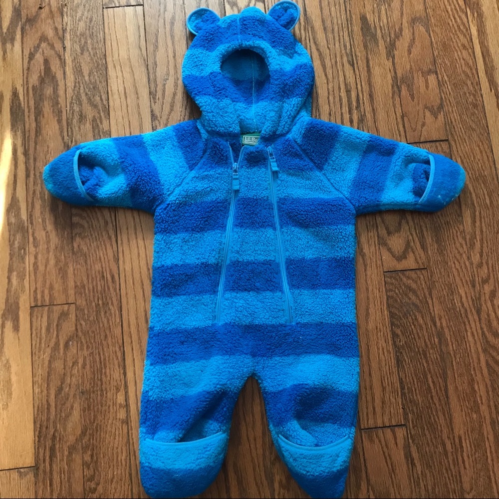 L.L. Bean baby boy fleece coverall bunting